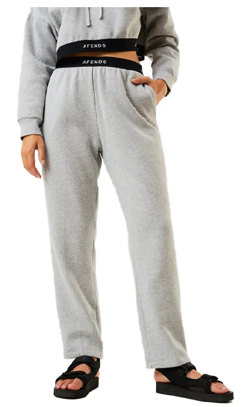 Afends Homebase Hemp Ladies Sweat Pants Shadow Grey Marle High-Waist Trousers