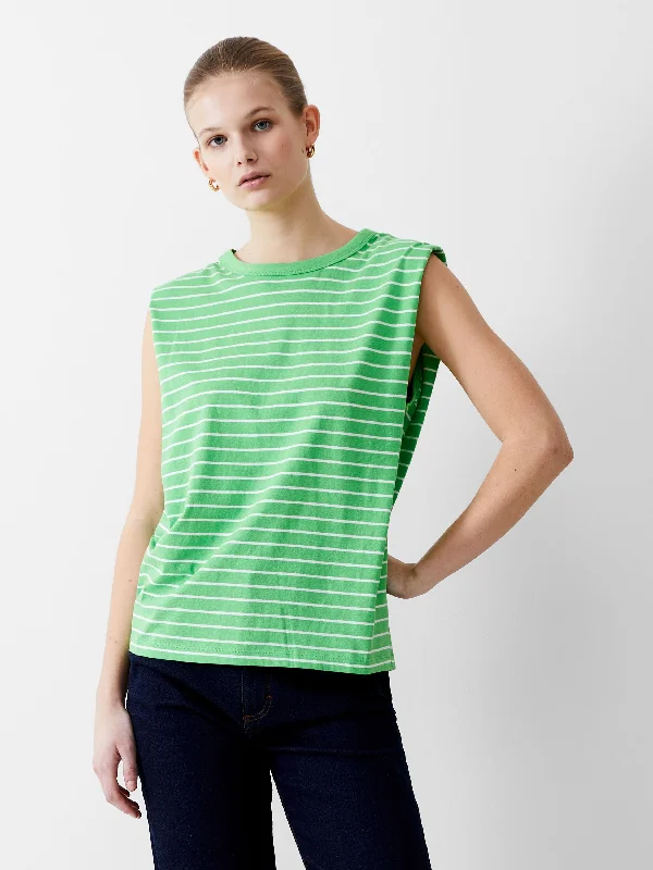 Padded Shoulder Stripe Tank Top peach tank top