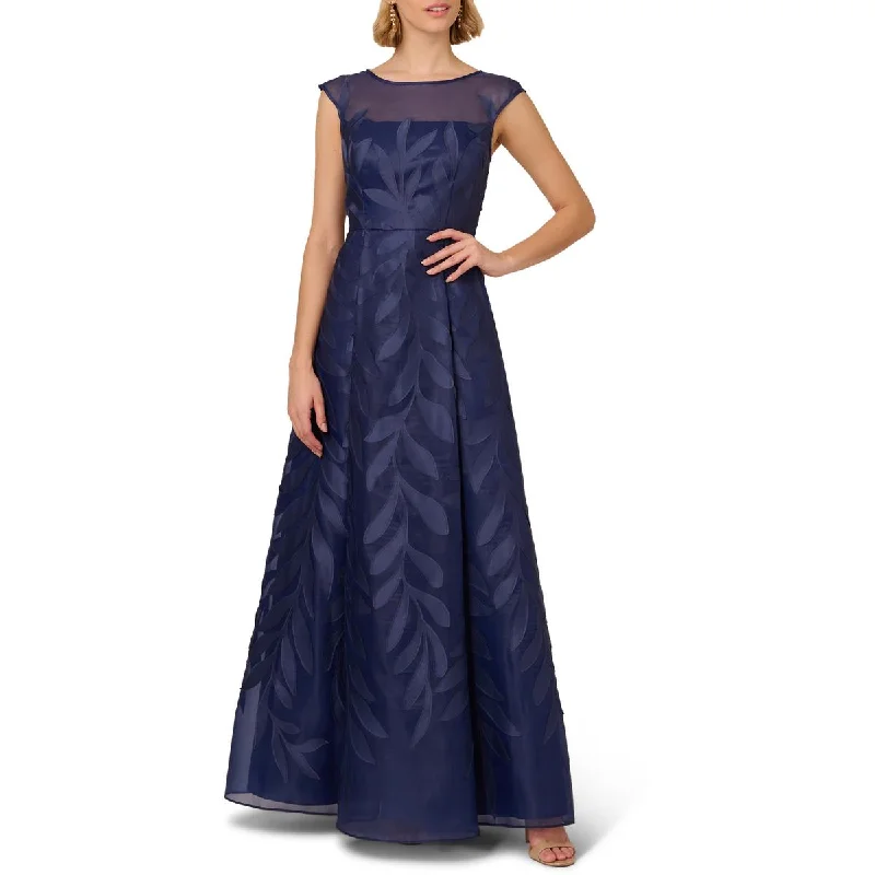 Womens Organza Applique Evening Dress
