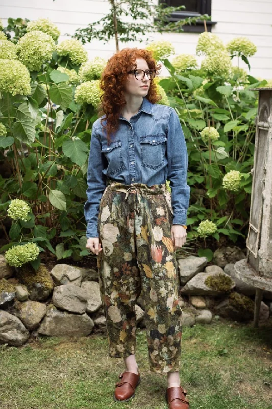 I Dream in Flowers Boho Linen Artist Pants Fashionable Sporty Pants