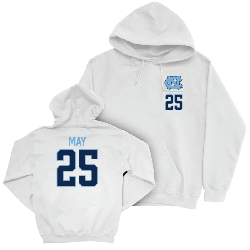 UNC Women's Volleyball White Logo Hoodie   - Maddy May Hoodie with Pocket Utility Practical