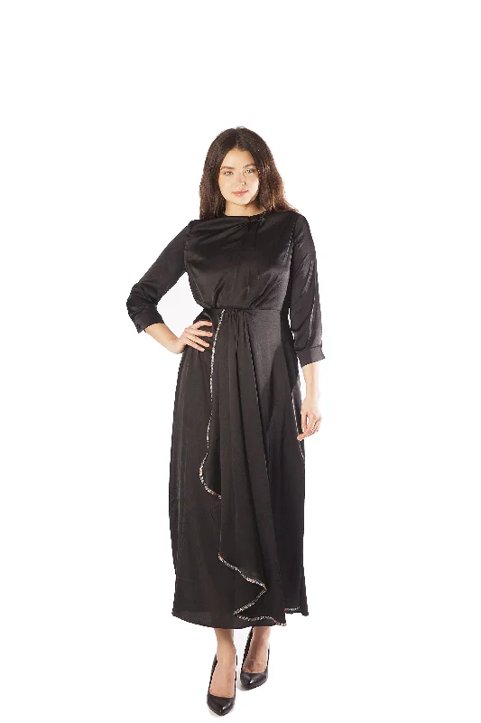 Trimmed Skirt Overlay Dress w/ Side Drape Tunics Handmade artisanal