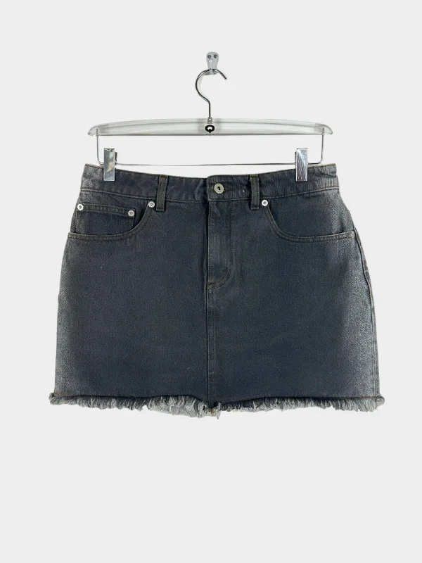 Gradient Denim Mini Skirt high slit skirt