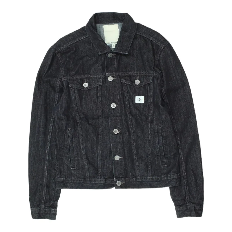 Calvin Klein Womens Dark Navy Denim Jean Jacket | Vintage Casual Designer VTG Denim Jacket Leather Jacket Suede Jacket