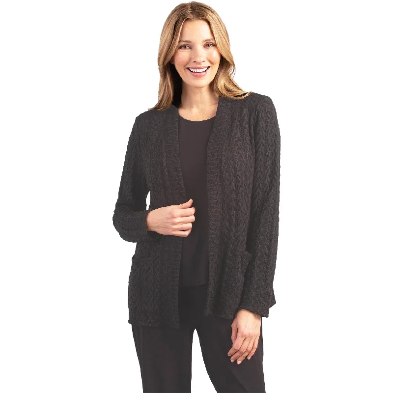 Women's Habitat Shawl Pocket Jacket Black Cobblestone Cotton Fabric Linen Fabric Terry Fabric
