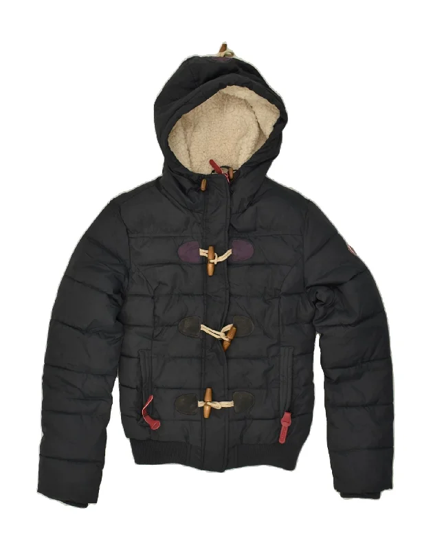 SUPERDRY Womens Hooded Padded Jacket UK 10 Small Navy Blue Polyester Chenille Jacket Brocade Jacket Lace Jacket