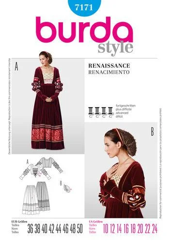 Burda Pattern 7171 Renaissance Dress Costume Tunics Chic elegant