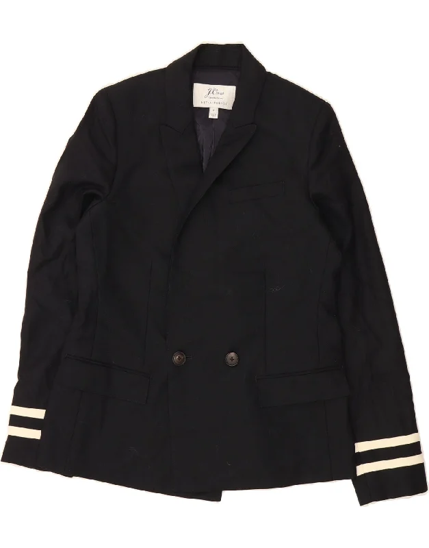 J. CREW Womens Double Breasted Blazer Jacket US 10 Large Navy Blue Herringbone Jacket Houndstooth Jacket Plaid Jacket