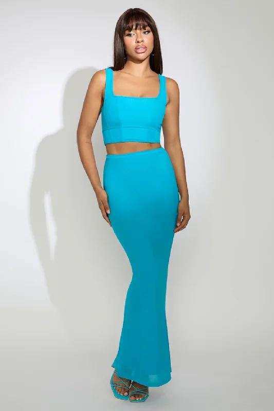 CYNTHIA MAXI SKIRT - OCEAN linen skirt airy
