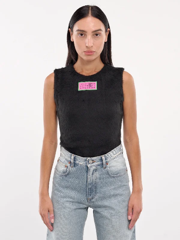Fuzzy Knit Bodysuit (S62NA0073-MTJ012-BLACK) Fashionable Slim Fit Bodysuit