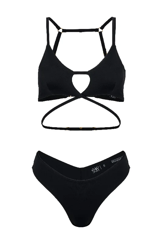 Alethea Pole Dance Bodysuit Black Trendy Seamless Bodysuit for Comfort
