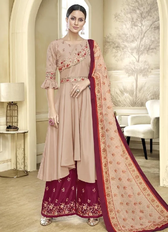 Beige Maslin Palazzo Dress Tunics Chic fashionable