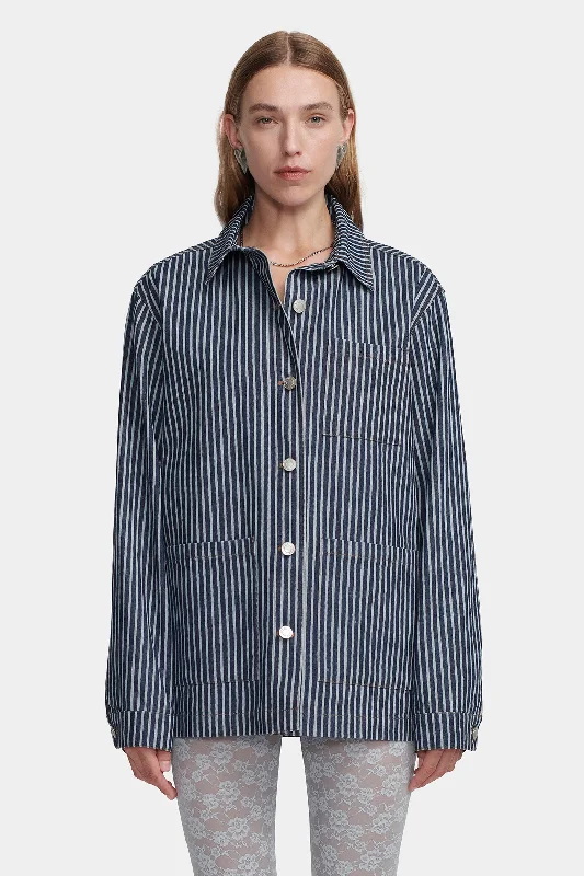 Piper Jacket Denim Pinstripe Nylon Fabric Polyester Fabric Spandex Fabric