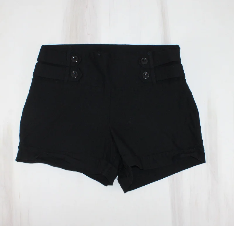 VALIA BLACK DRESS SHORTS WITH BUTTONS LADIES APPROX SIZE 9 PRE-LOVED