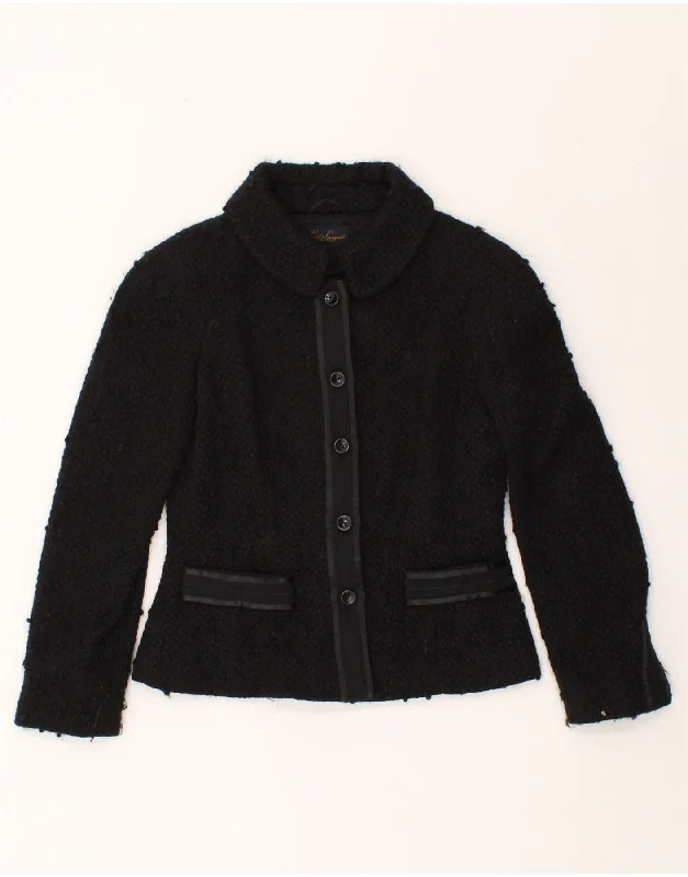 LUISA SPAGNOLI Womens 5 Button Blazer Jacket IT 42 Medium Black Wool Lace Jacket Ribbed Jacket Sequined Jacket