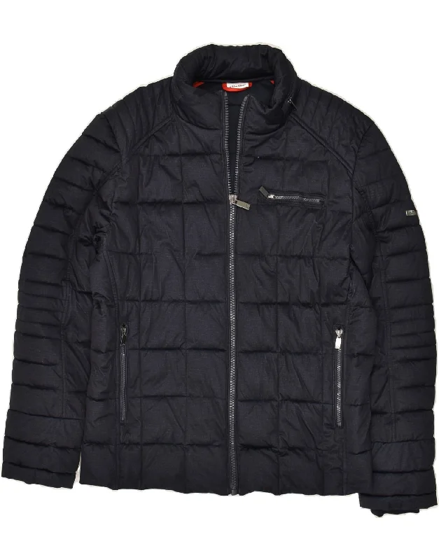 ELLESSE Womens Padded Jacket UK 16 Large Navy Blue Polyester Wool Jacket Cashmere Jacket Tweed Jacket