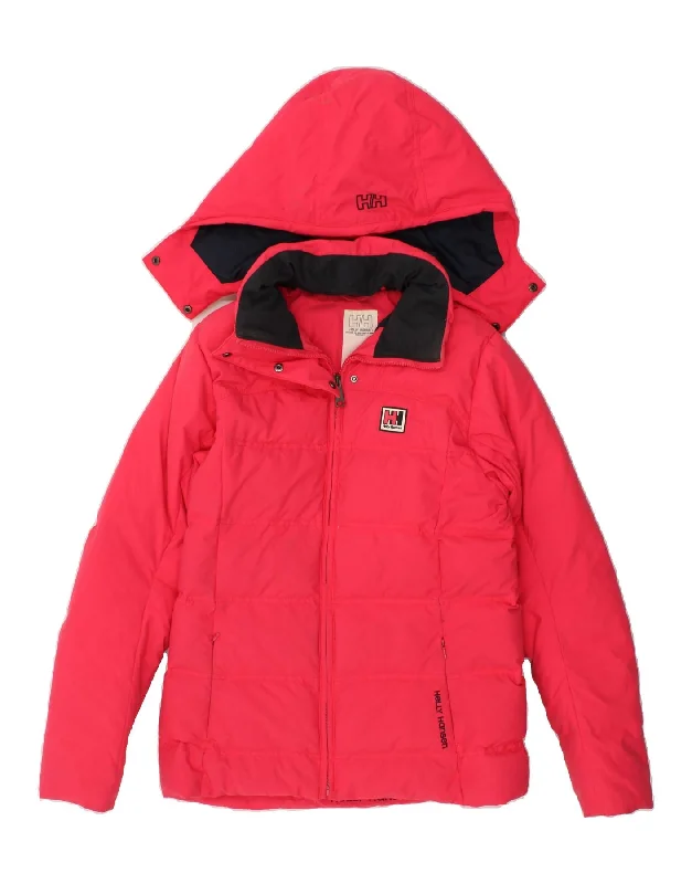 HELLY HANSEN Womens Hooded Padded Jacket UK 10 Small Pink Polyamide Satin Jacket Silk Jacket Chiffon Jacket
