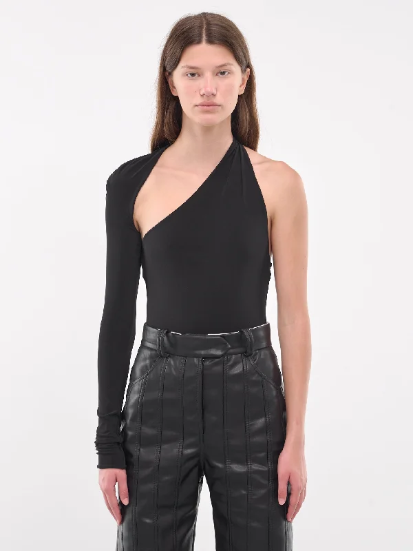 Side Sleeve Bodysuit (TPPCBK01-BLACK) Trendy Activewear Bodysuit