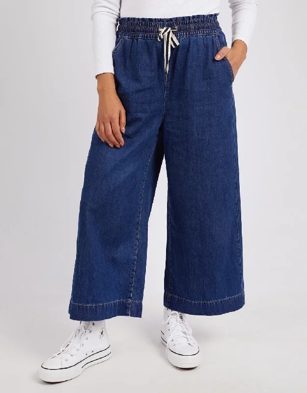 Greta Wide Leg Pant - Dark Blue Wash Classic Bootcut Trousers