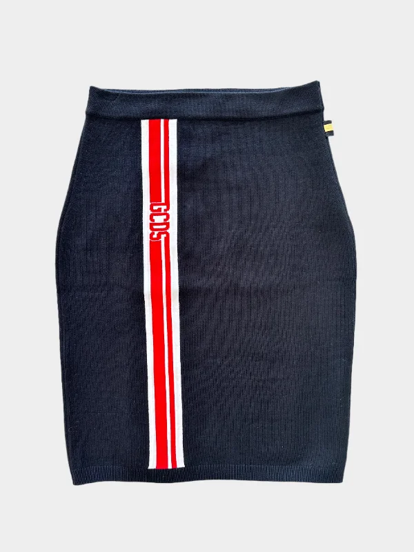 Logo Knee Lenght Skirt button skirt front