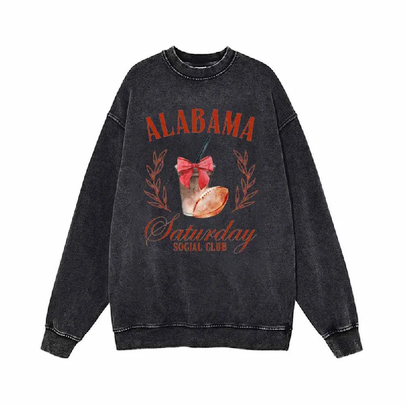 Alabama Saturday Social Club Sweatshirt Hoodie with Zipper Versatile Modern