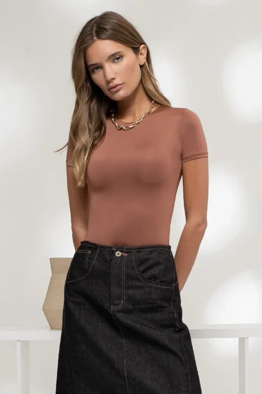 Dusty Brick Bodysuit Fashionable Square Neck Bodysuit