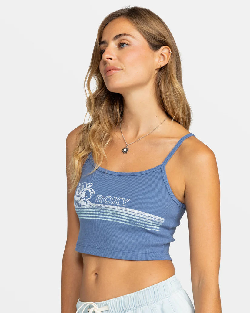 ROXY Womens Hibiscus Stripe Dive In Cropped Tank chic tank top