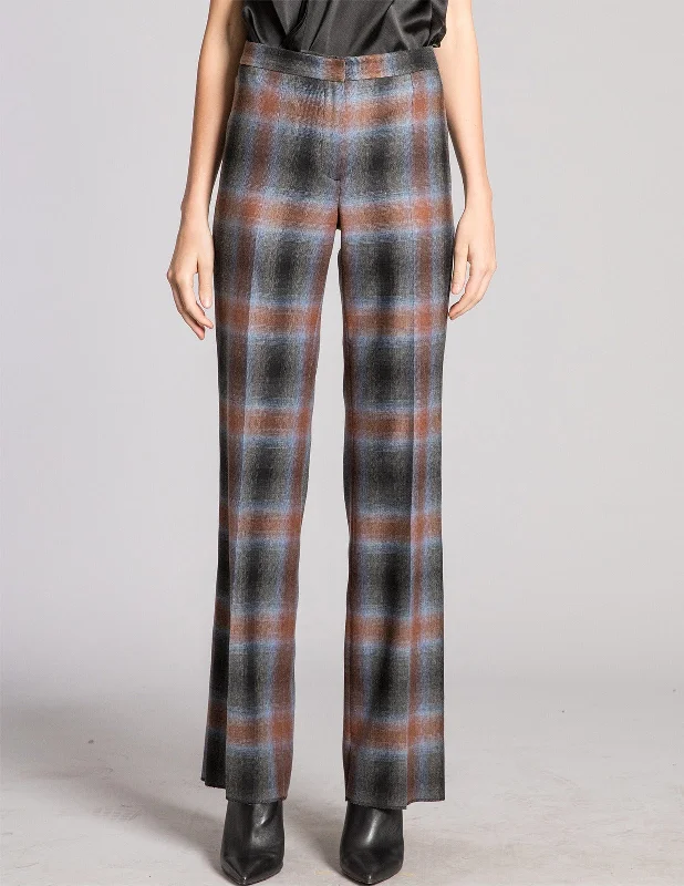 DEJA1 Straight Leg Pant in Plaid Wool Flannel Casual Plaid Pants