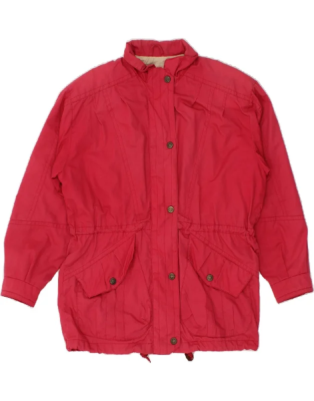 BRUGI Womens Windbreaker Jacket UK 16 Large Pink Zip Front Button Front Snap Front
