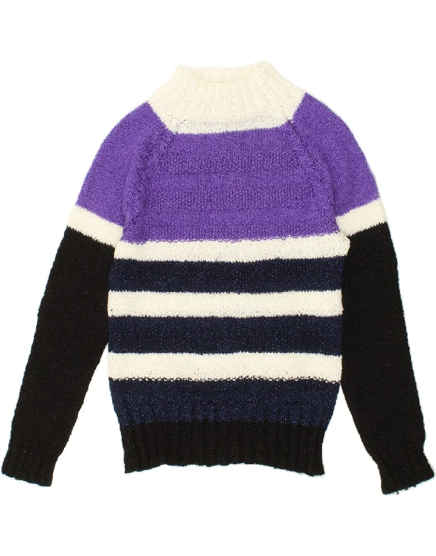 VINTAGE Womens Turtle Neck Jumper Sweater UK 14 Medium Multicoloured Jersey Fabric Tulle Fabric Batik Fabric