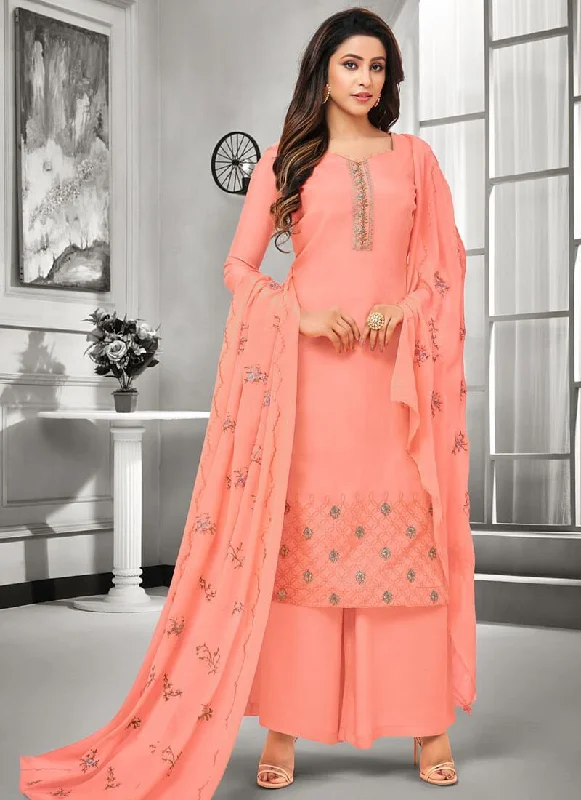 Peach Pure Maslin Silk Palazzo Dress Tunics Ceremony elegant