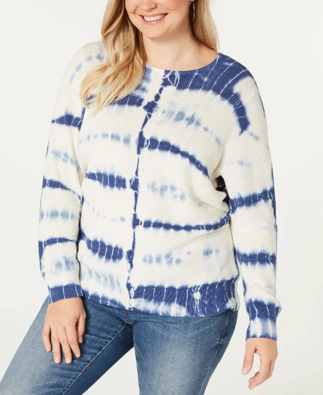 Plus Size Cotton Tie Dye Sweater Transparent Opaque Sheer