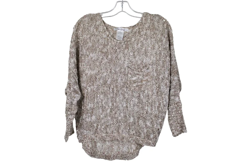 Sans Souci Gold Sequin Sweater | S Cashmere Blend Cotton Blend Poly Blend
