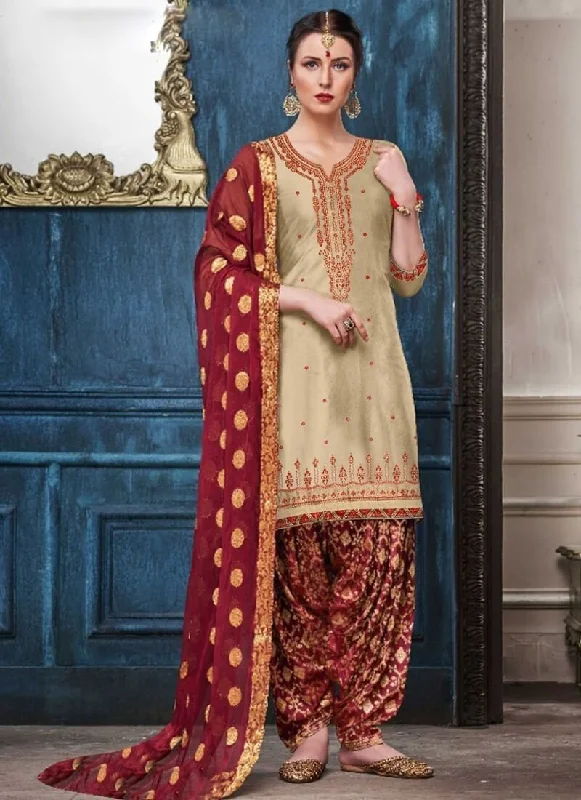Cream Satin Cotton
 Dress Patiyala Tunics Chinos classic