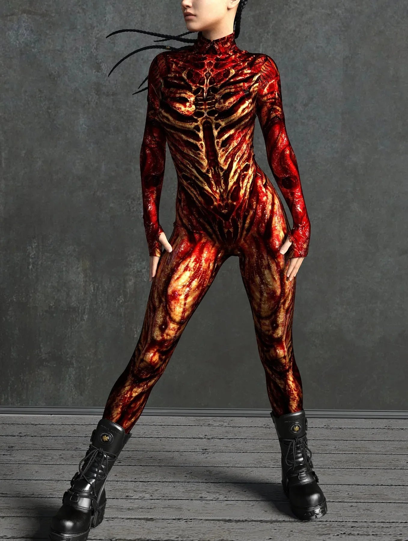 Fire Hot Hypnotic Bodysuit - Skinny Jumpsuit Wear Onesie Doof Costume Elastic Bodysuits Rave Rompers Trendy High-Leg Bodysuit