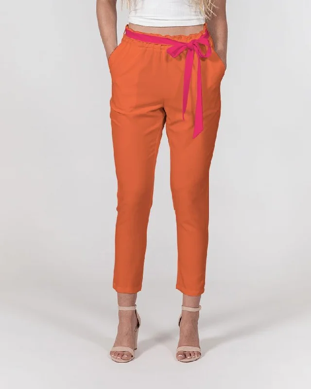 Peex Color Block Tie Waist Tapered Pants Casual Sweatpants Style
