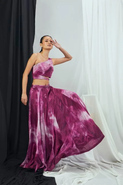 One Shoulder Printed Skirt Set velvet skirt sumptuous