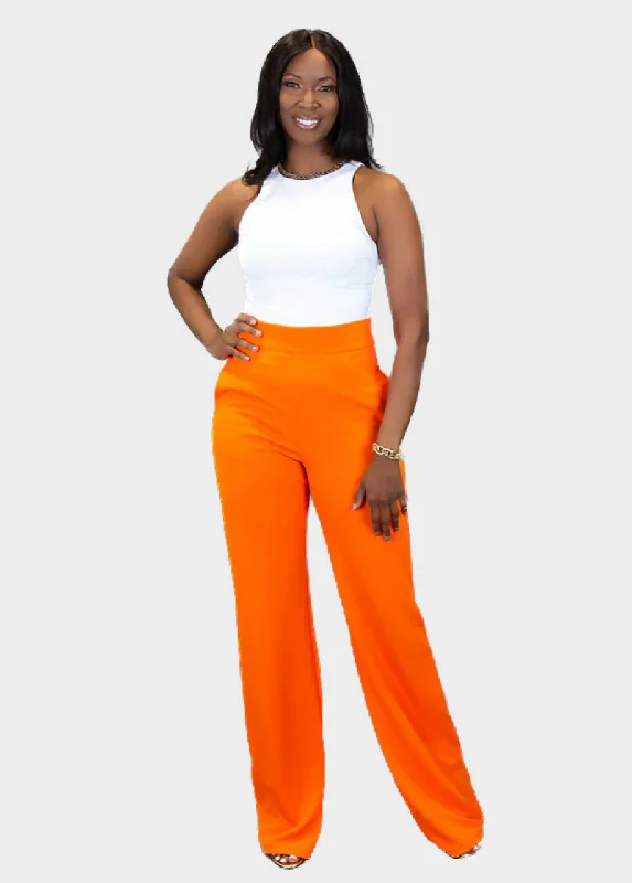 Paris Wide Leg Pants - Orange Modern Bootcut Pants