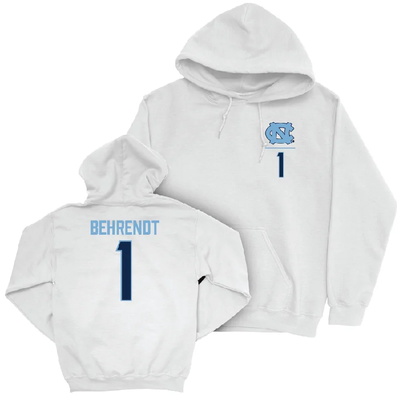 UNC Women's Volleyball White Logo Hoodie   - Zoe Behrendt Hoodie with Hem Applique Textured Unique