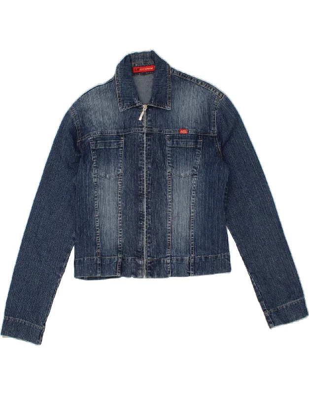 VINTAGE Womens Denim Jacket UK 18 XL Blue Cotton Wool Jacket Cashmere Jacket Tweed Jacket