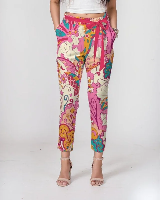 Sameri Tie Waist Tapered Pants Casual Lounge Pants