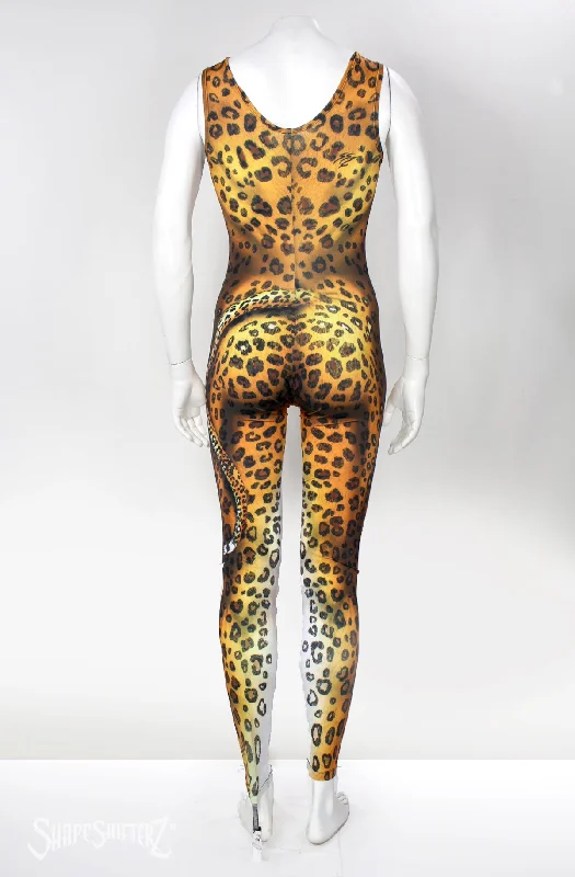 Ultra Quality Leopard Bodysuit - Sleeveless Cosplay & Dance Costume Trendy Scoop Back Bodysuit