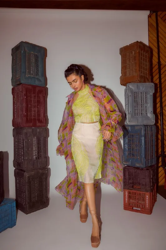 Organza Skirt with Neon Cording Detailing and Lining corduroy skirt textured