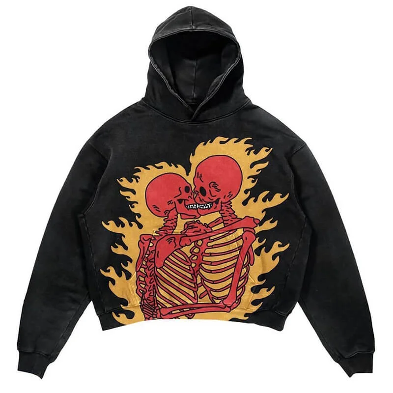Kiss Love Polyester Skull Hoodies Hoodie with Toggle Buttons Decorative Unique