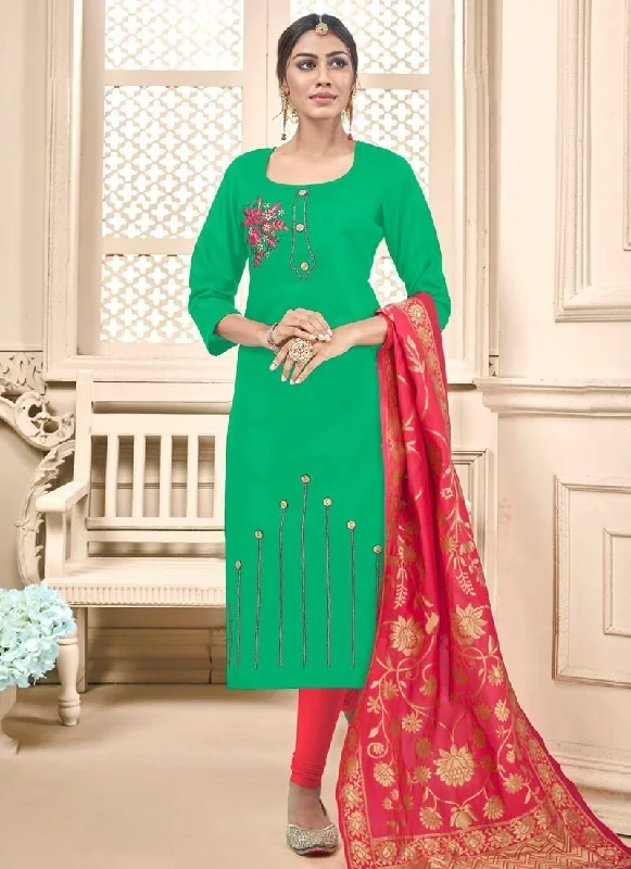 Light Green Slub Cotton Chudidar Dress Tunics Modern contemporary