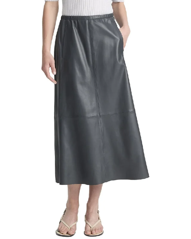 Vince Mid-Rise Leather Gathered Skirt wool skirt breathable