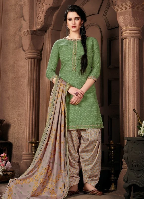 Green Pure Pashmina Jacquard Patiyala Dress Tunic Top Casual