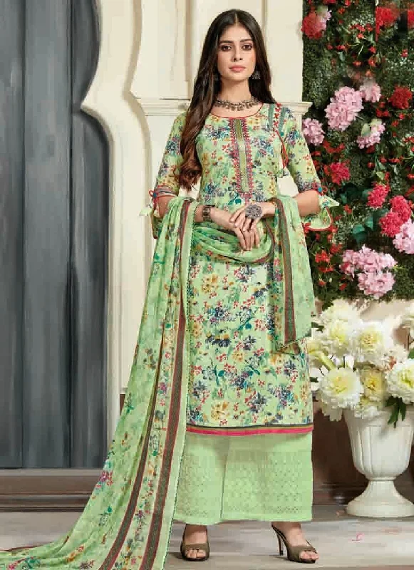 Light Green Pure Cotton Palazzo Dress Tunics Chinos classic