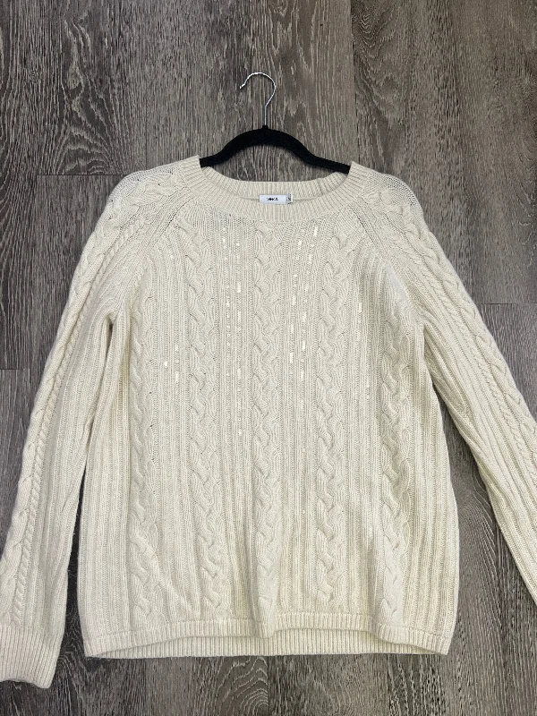 Vince Sequin Cableknit Wool Sweater (Size Small) Mesh Blend Leather Blend Suede Blend