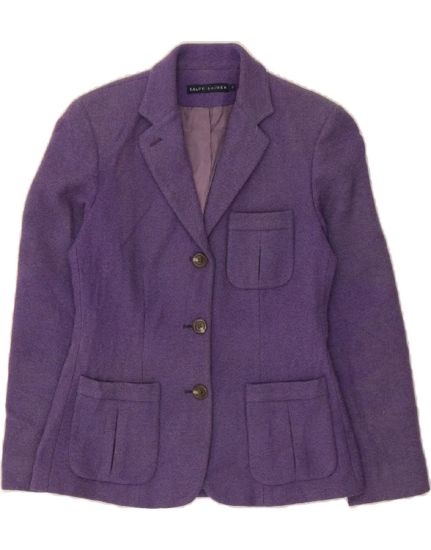 RALPH LAUREN Womens 3 Button Blazer Jacket US 6 Medium Purple Wool Rayon Jacket Velvet Jacket Corduroy Jacket